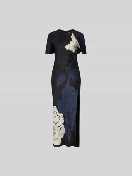 Maxi sukienka o kroju slim fit z czystej Victoria Beckham granatowa