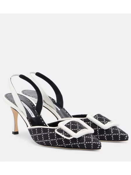 Pantofi cu toc Manolo Blahnik slingback bej