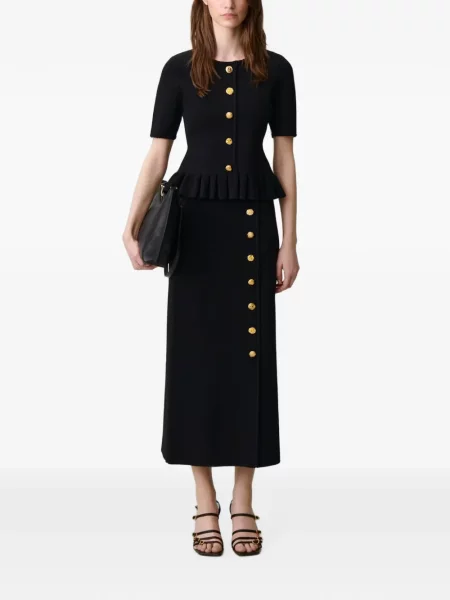 Top Claudie Pierlot cu volane negru
