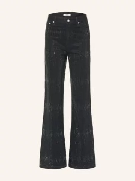 Maje Jeansy Wide Leg Z Ozdobnymi Kamyczkami schwarz czarne