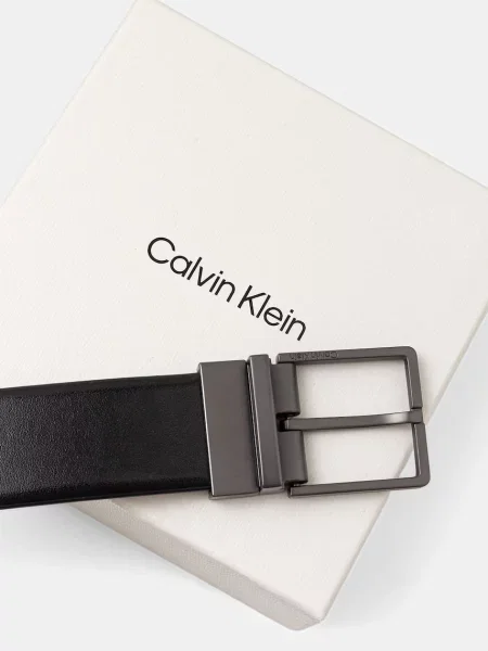 Calvin Klein pasek dwustronny skórzany czarny