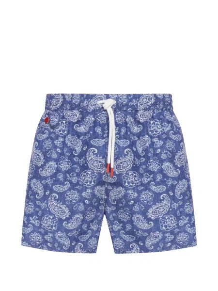 Slip de baie Kiton cu model paisley albastru