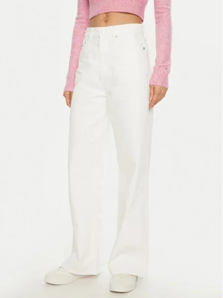 Tommy Jeans Blugi Claire Écru Wide Leg