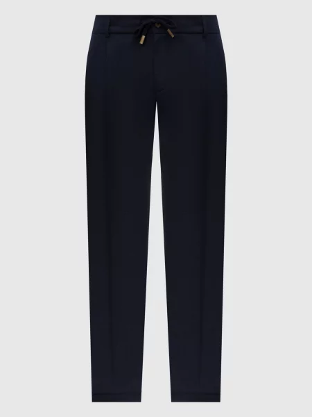 Штани з вовни шовку та льону Capobianco сині