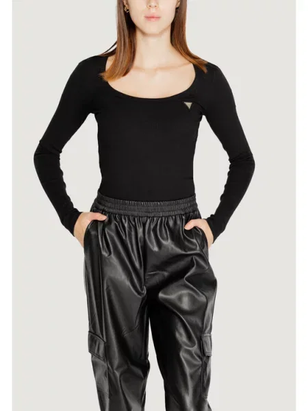 Guess Блузка Rib Fit чорний