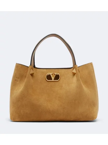 Top Valentino Garavani din piele de căprioară bej