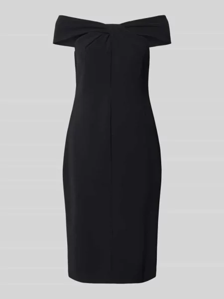 Sukienka koktajlowa o długości do kolan z wiązanym detalem model ‘TAKOTA’ Lauren Ralph Lauren czarna