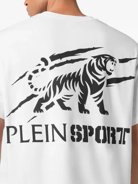 Тениска Plein Sport с принт с кръгло деколте с тигров принт бяло