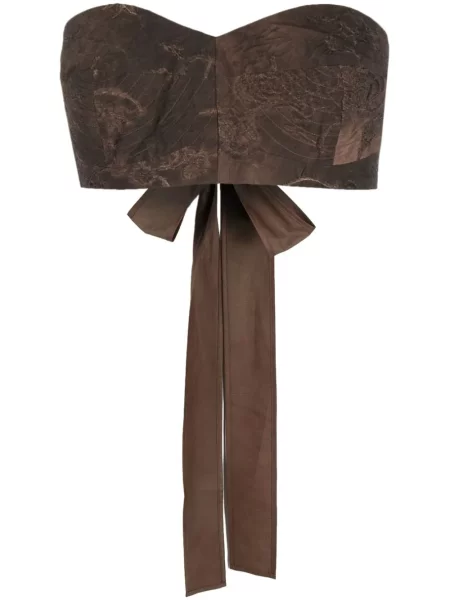 Top Uma Wang din dantelă maro