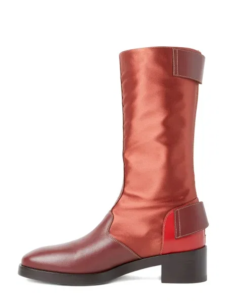 Botine Durazzi Milano din satin cu cataramă roșu