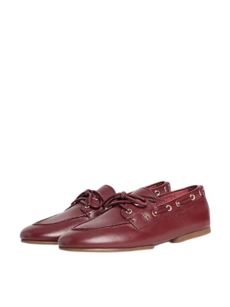 Tommy Hilfiger mokasyny skórzane TH SLEEK LEATHER BOAT SHOE czerwone