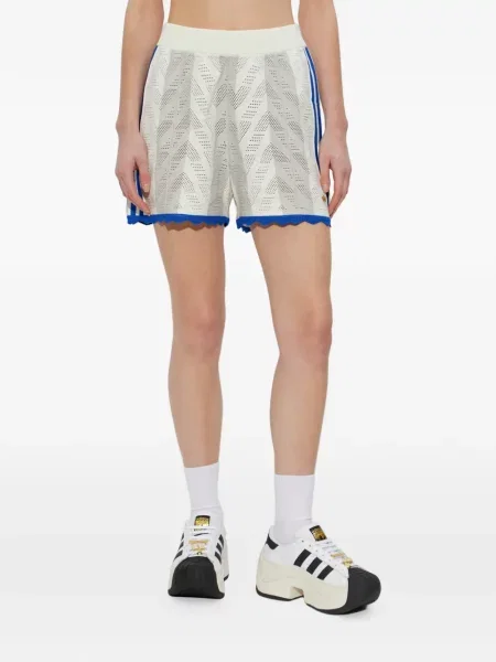 Szorty Adidas w paski z autografem sznurowane brązowe