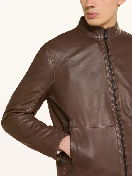 Joop! Jeans Kožená Bunda hnědá