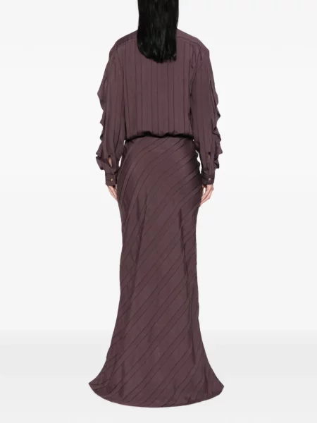 Rochie maxi Kristina Ti cu dungi cu volane violet