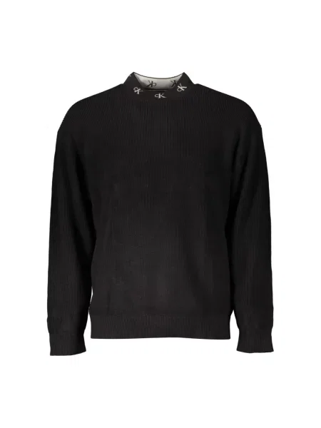 Sweter Calvin Klein z długim rękawem z dżerseju czarny