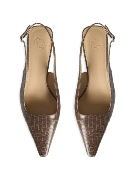 Pantofi cu toc 12 Storeez din piele slingback gri