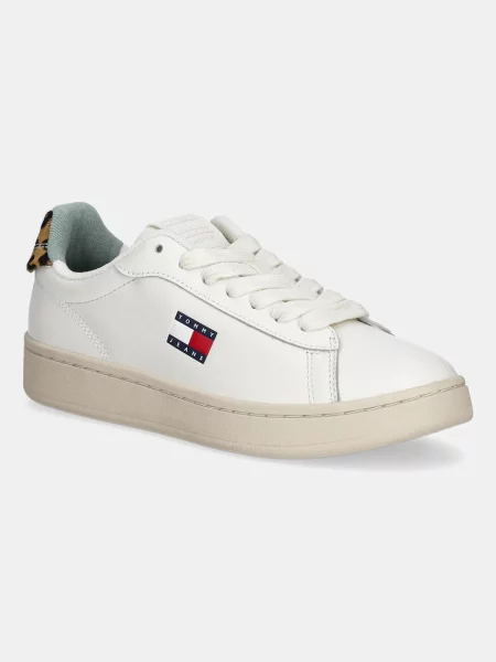 Tommy Jeans sneakers din piele ARCHIVE 98 LEOPARD alb