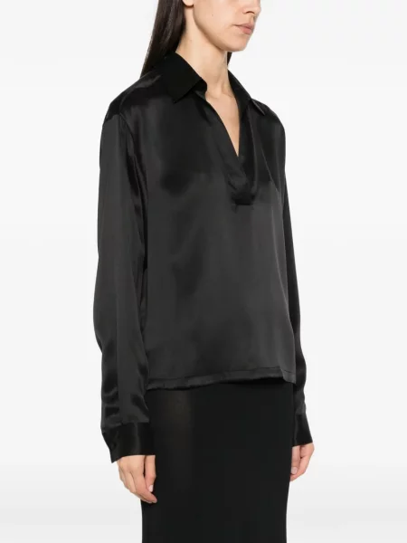 Tricou polo Tom Ford din satin negru