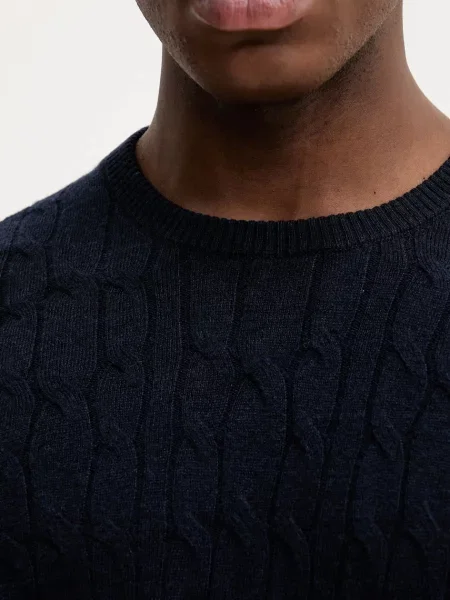 Шерстяной легкий свитер Hackett London синий