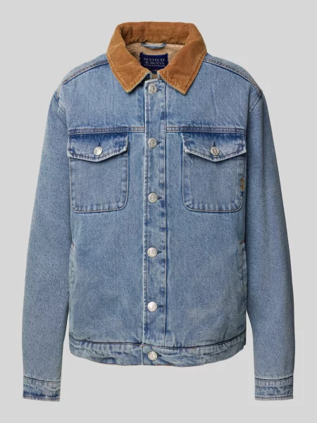 Kurtka jeansowa z na piersi Scotch & Soda niebieska