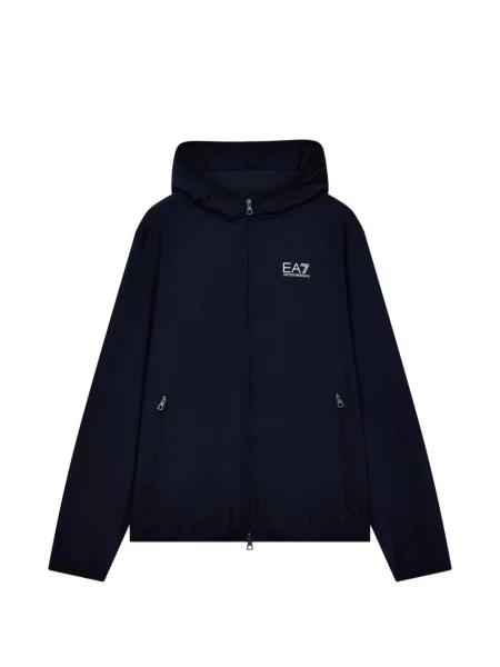 Geacă Ea7 Emporio Armani cu glugă cu imagine albastru
