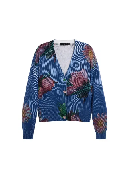 Desigual Pletena jopa mornarska / temno / temno roza zelena