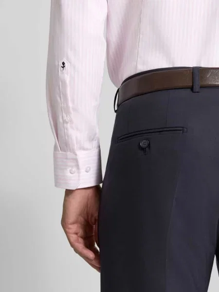 Koszula o kroju slim fit z czystej bawełny model Spread Kent' Seidensticker różowa