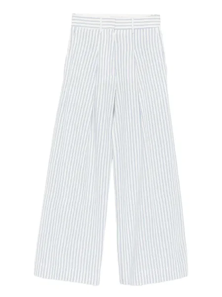Pantaloni Forte_forte cu dungi plisate albastru
