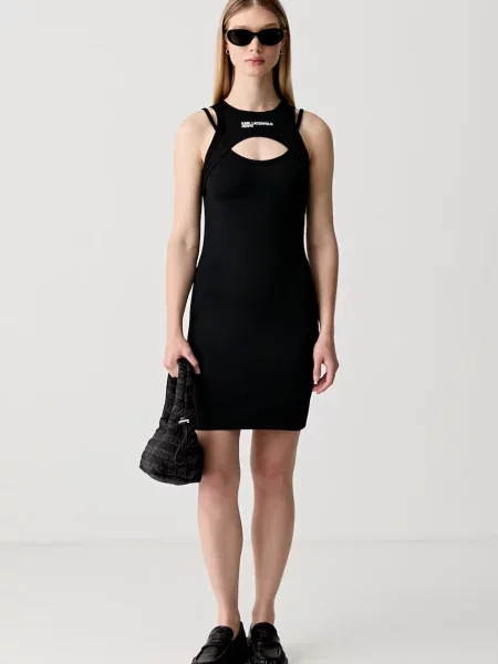 Karl Lagerfeld Jeans rochie cu vâscoză negru