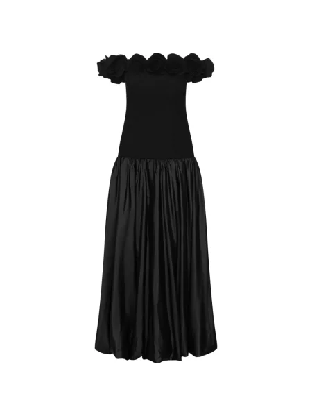 Rochie maxi Rotate Birger Christensen cu model floral din crep de costum negru