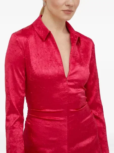 Gulerat rochie midi Samsøe Samsøe de costum roz