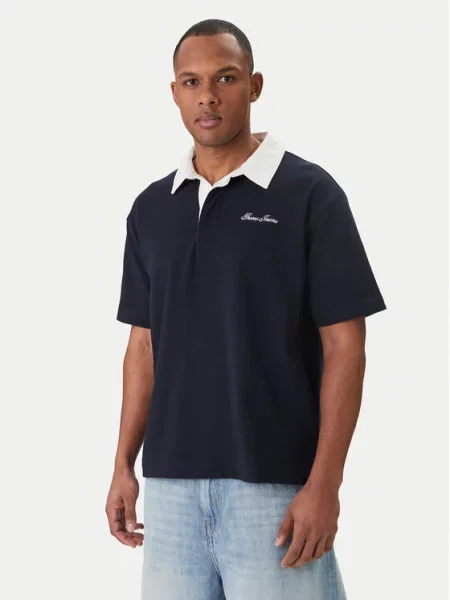Guess Jeans Polo majica Mornarsko Oversize modra