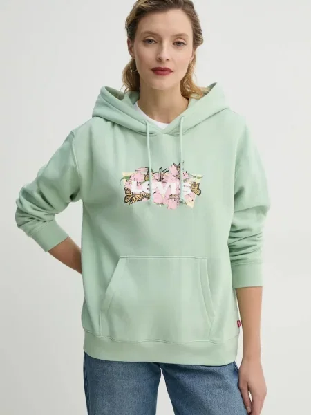 Levi's bluza z kapturem z aplikacją zielony