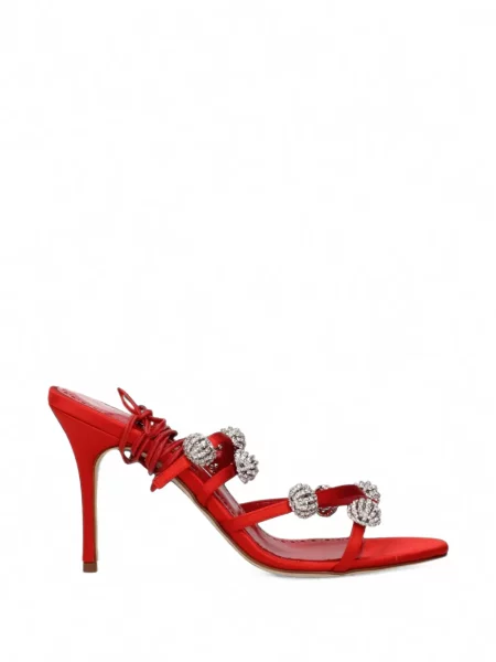 Sandale Manolo Blahnik din satin roșu