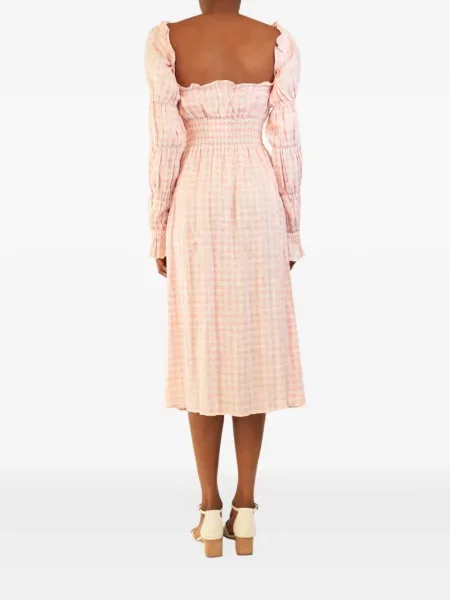 Lininė midi suknelė Sleeper rožinė