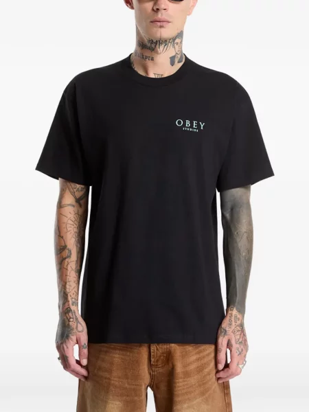 Tricou Obey cu model floral cu imagine negru