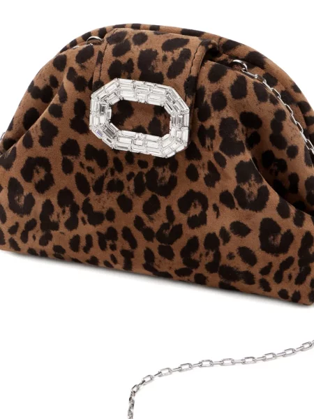 Geantă Amina Muaddi cu imagine cu model leopard maro