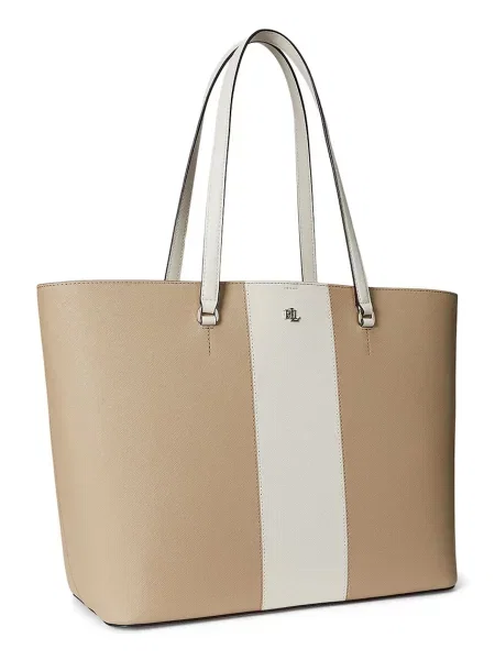 Shopperka Lauren Ralph Lauren skórzana beżowa
