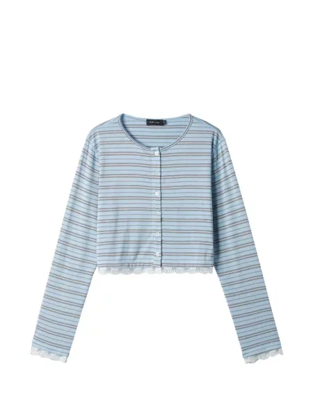 Kardigan Tout A Coup w paski koronkowy niebieski