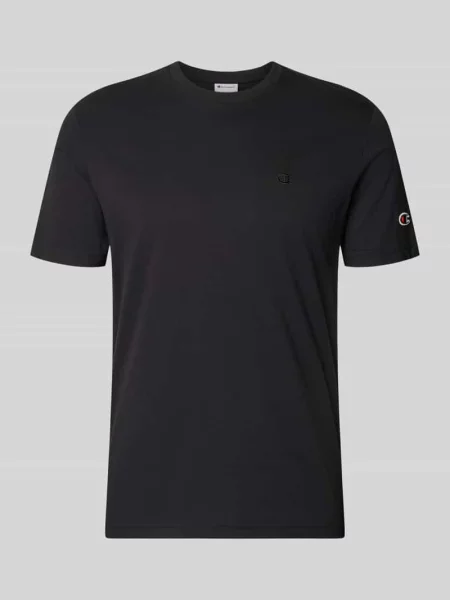 T-shirt z naszywanymi detalami z logo i okrągłym dekoltem Champion czarna