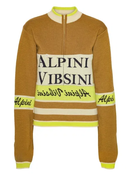 Pulover Henrik Vibskov de jumătate de fermoar maro