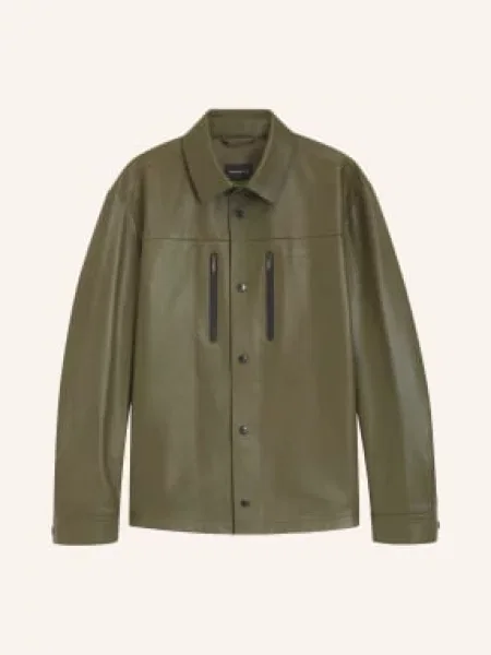 Boss Kožená Bunda khaki