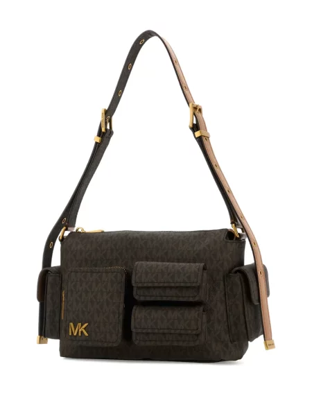 Geanta crossbody Michael Michael Kors tricotate de costum cu dungi maro