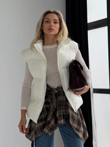 Утеплений жилет Jadone Fashion Ayvi_milk молочний