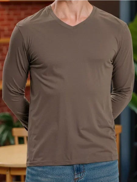 Sinsay tričko Basic hnědá