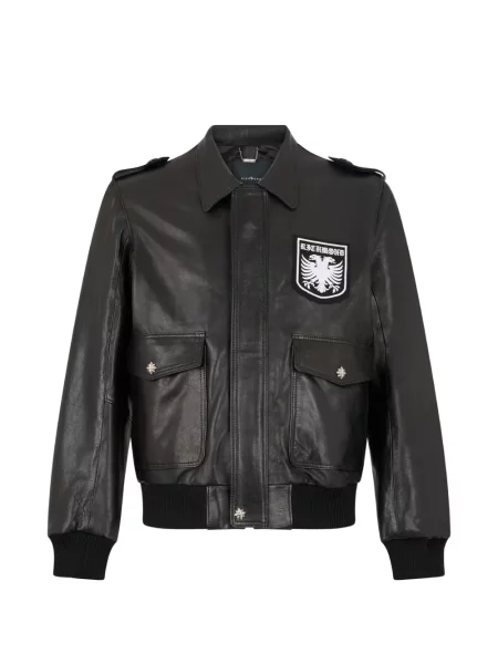 Geanta de piele John Richmond cu autograf negru