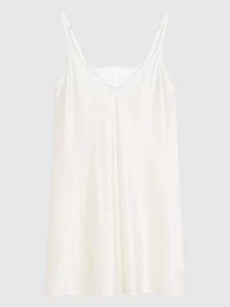 Нічна сорочка із шовку з мереживом Dore & Rose біла