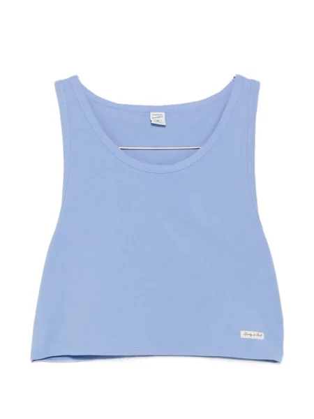 Decupat top Sporty & Rich cu autograf albastru