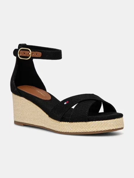 Сандали Tommy Hilfiger FLAG CRISS-CROS MID WEDGE ESPAD черно