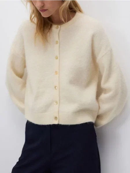 Reserved Кардиган з вовною та альпакою світло-жовтий жовтий